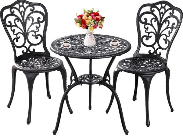 Garden Bistro Table and Chairs Metal Set - Main image