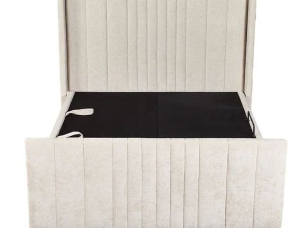 Clara Beige Fabric Smart Storage Bed - Main image