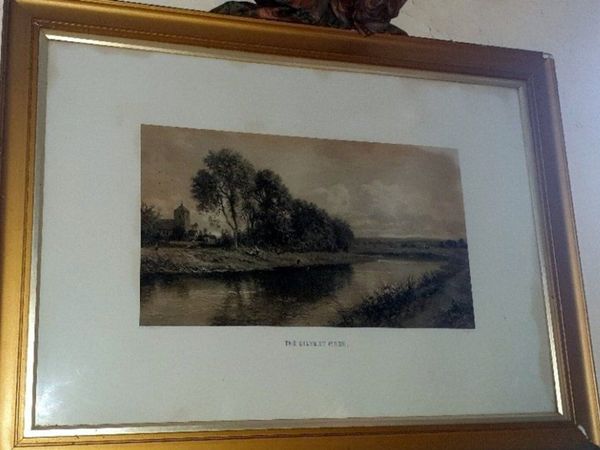 Large Antique Framed Landscape 'The Silvery Morn' - Main image