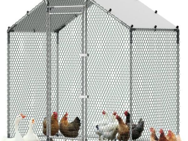 Large Metal Chicken Coop, 2 x 1 x 2 m, Walk-in Chi - Main image