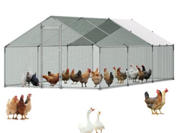 Metal Chicken Coop, 9.8x19.6x6.5 ft Large Walk-in - Main image