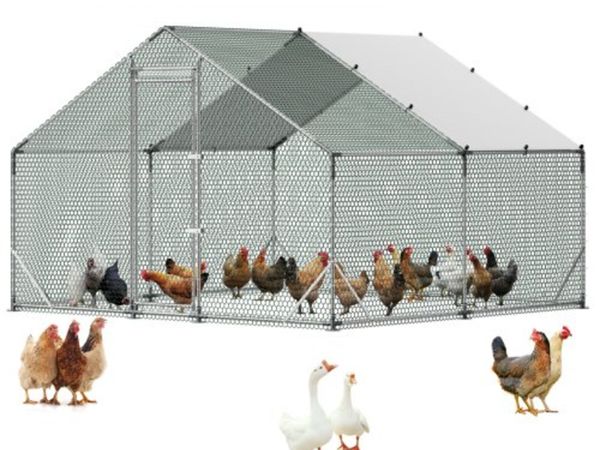 Large Metal Chicken Coop, 3 x 3 x 2 m, Walk-in Chi - Main image
