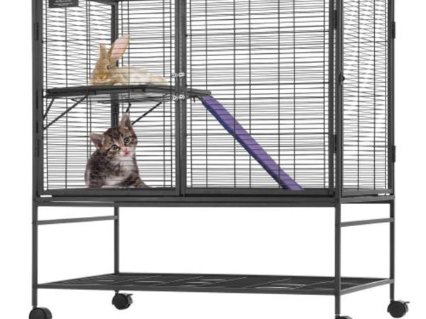 39" Rolling Metal Ferret Cage, Large 2-Tier Critte - Main image