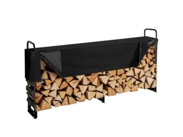 2.4m Outdoor Firewood Rack with Cover, 244 cm x 36 - Main image
