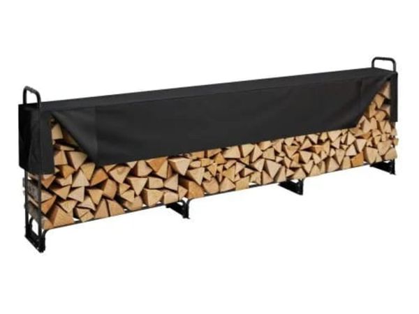 3.9m Outdoor Firewood Rack with Cover, 386 cm x 36 - Main image