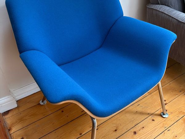 Two blue Herman Millar swoop chairs - Main image