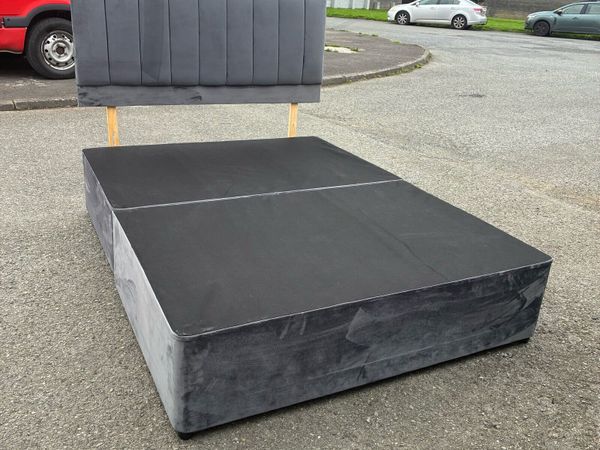 4ft6” double Grey velvet Base and headboard - Main image