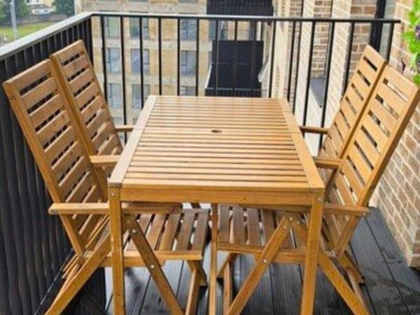 Outdoor Dining Set, Table + 4 Reclining Chairs - Main image