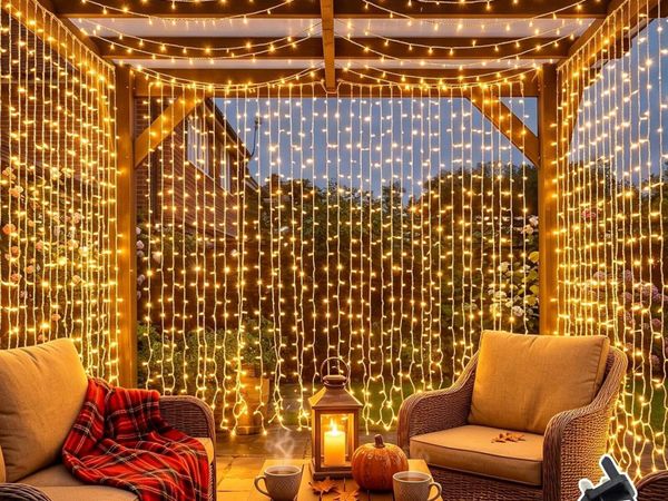 6m X 3m 600led Plug in Curtain Fairy (2 Pack) - Main image
