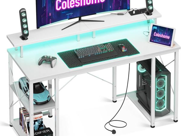 Gaming Desk with LED Lights 120x50CM Carbon - Main image