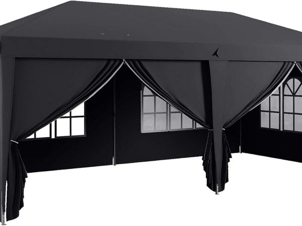 3x6m Pop-Up Gazebo with Adjustable Height – Black - Main image