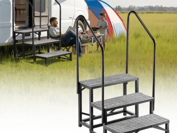 RV Steps with Dual Handrails, 3 Steps, 300 kg Load - Main image