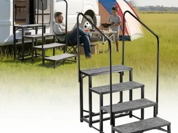 RV Steps with Dual Handrails, 4 Steps, 300 kg Load - Main image
