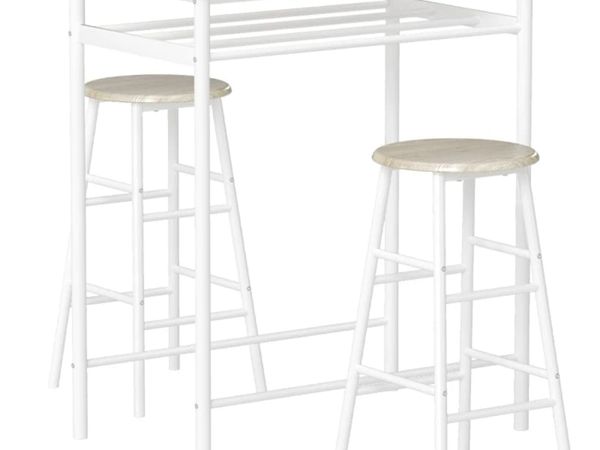 3 Piece Bar Table Set, Bar Table with Shelf, 2 Sto - Main image