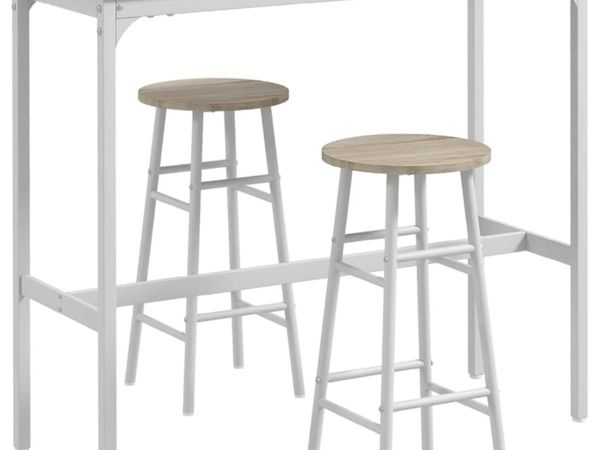 High bar table set + 2 stools, steel frame, natura - Main image