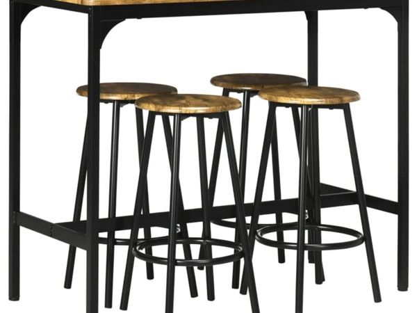 Five-Piece Industrial-Style Bar Table Set - Brown/ - Main image