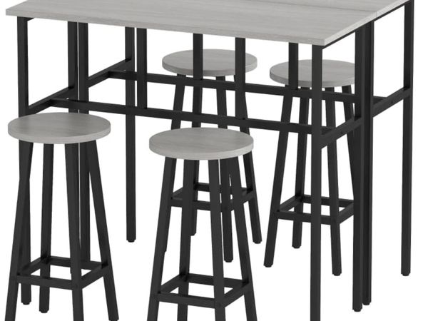6-Piece Bar Table Set, 2 Breakfast Tables with 4 S - Main image
