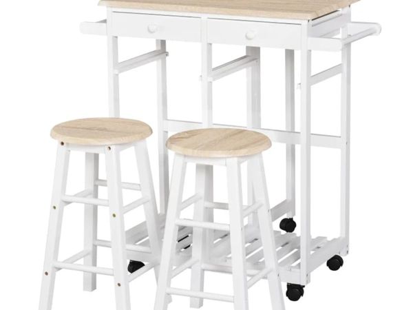 Foldable Kitchen Trolley Island Set with Casters 2 - Main image