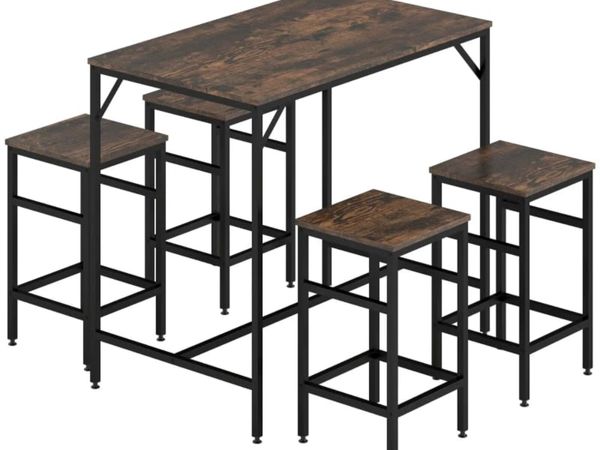Industrial Rectangular Bar Table Set with 4 Stools - Main image