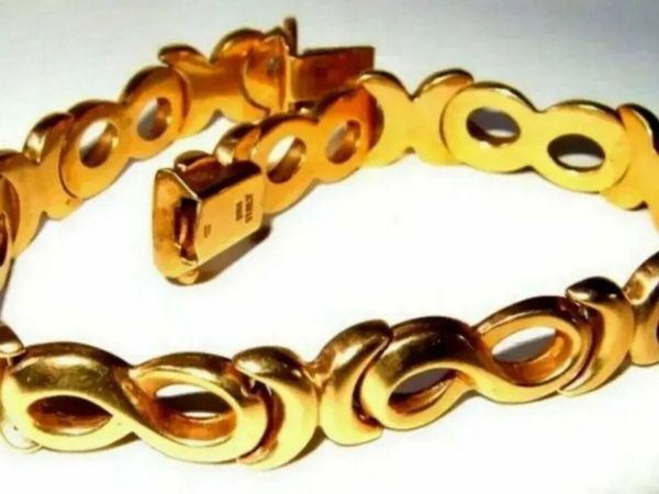 Vintage 9ct Gold 'Infinity' Link Bracelet-Pristine - Main image