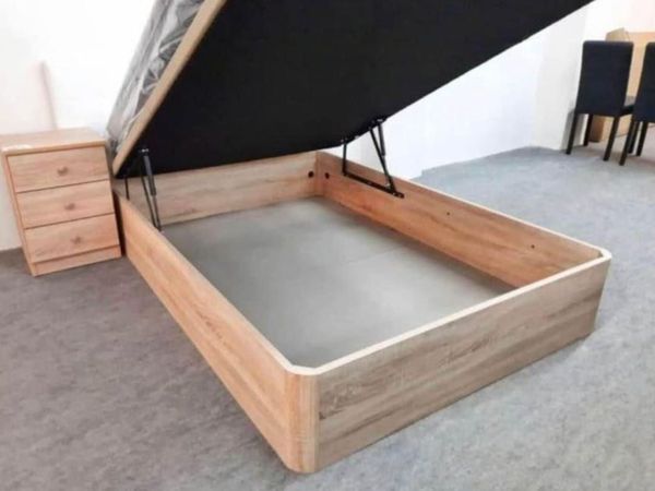 Oak Ottoman Storage Bed Stylish Space, single size - Main image