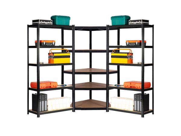 Budget Garage Shelving | 3 Corner Bay Black - Main image