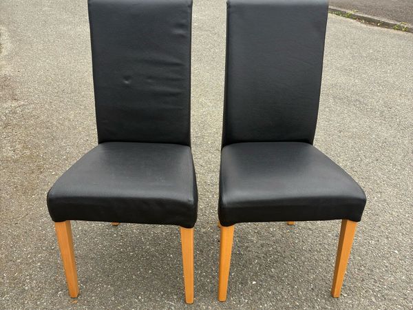 Two Italian Black leather kitchen chairs - Main image