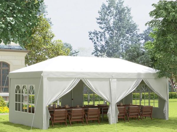 3x6m Pop-Up Gazebo with Adjustable Height – White - Main image
