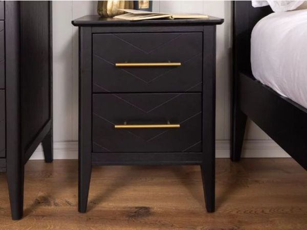 Black Oak Bedside Lockers x 2 + Wardrobe - Main image