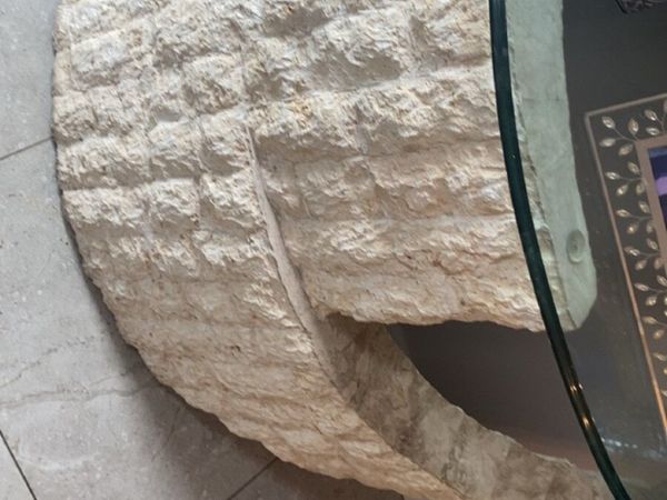 Beautiful unique stone table with glass top - Main image