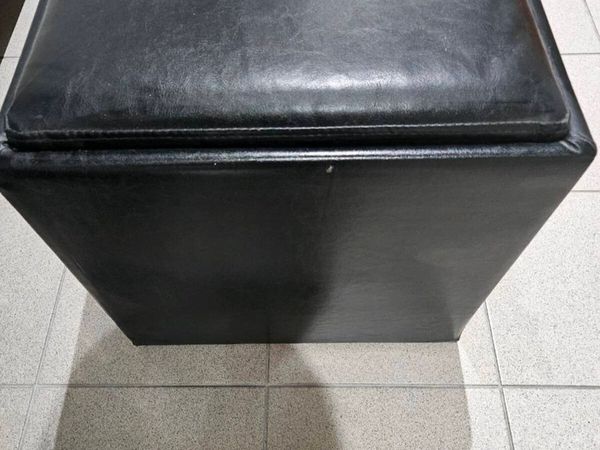 Faux leather storage pouffe - Main image