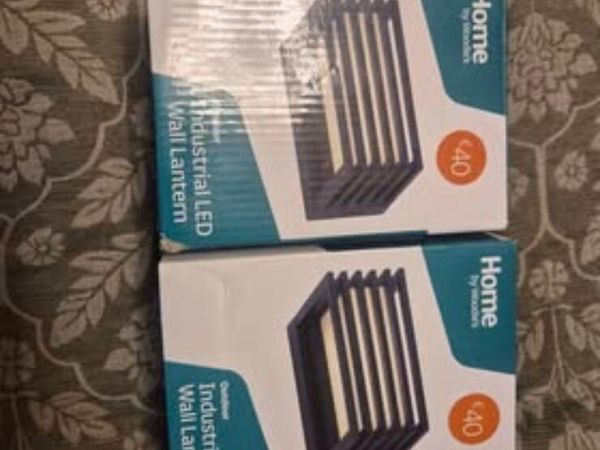 Black LED outside wall Lanterns lights-pair - Main image
