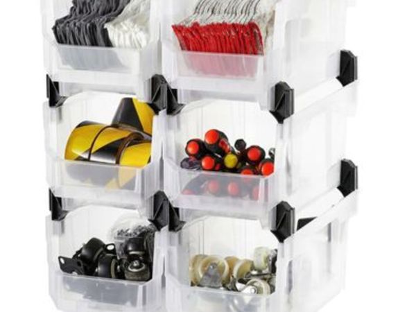 Plastic Stackable Storage Bins, 37.7 x 21.5x18 cm - Main image