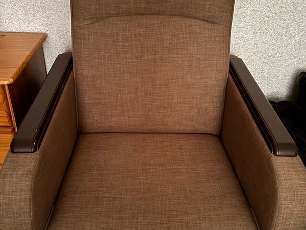Brown Upholstered Armchair – Good Condition - Main image
