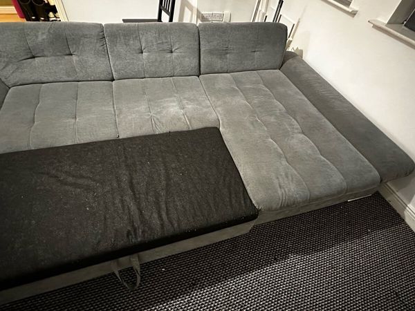 Grey L-Shaped Sofa Bed with Storage - Main image