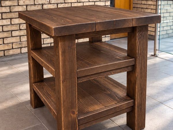 Handmade Rustic Solid Wood Kitchen Island - Main image
