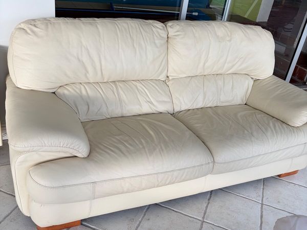 2 seater leather cream Sofa - Main image