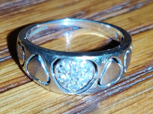 CHUNKY DIAMOND HEART, 9CT White Gold New Ring ! - Main image