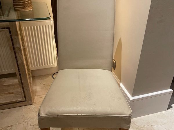 1 x Well Padded Cream Leather Dining Chair - Main image