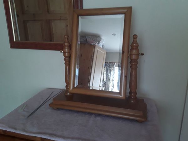 Lovely solid pine dressing table bevel mirror - Main image