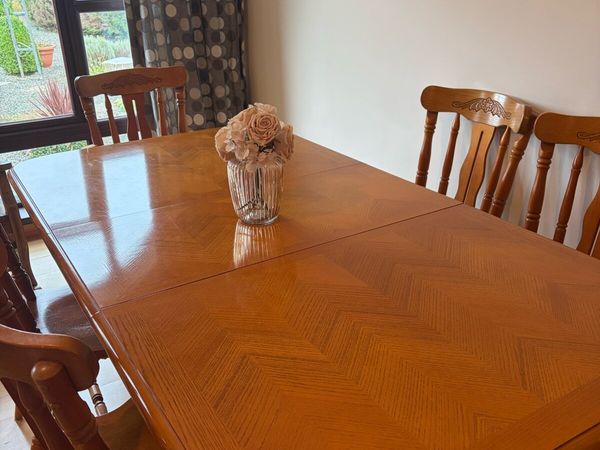 Solid Wood Dining Table with Matching Chairs - Main image