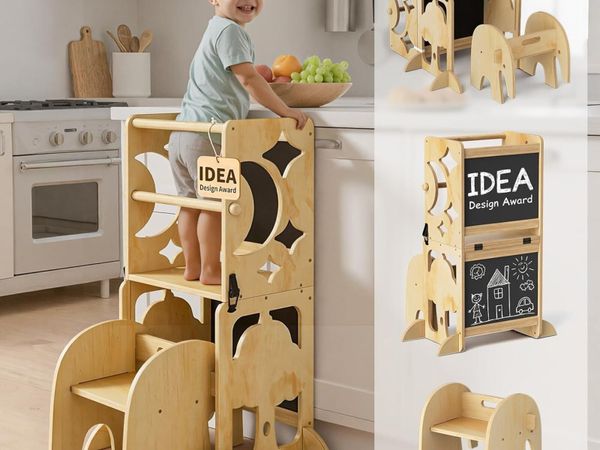 4-In-1 Wooden Step Stool for Toddlers Foldable - Main image