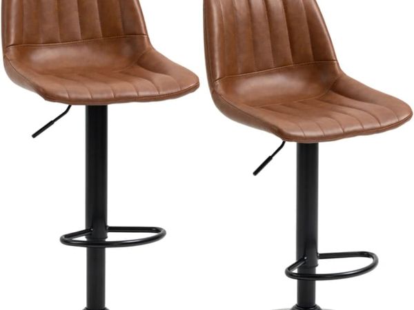 Retro-style 2-Pack Bar Stools with Footrest, Heigh - Main image