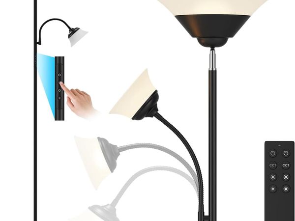 Upgraded 2-In-1 Torchiere Floor Lamp Dimmable - Main image