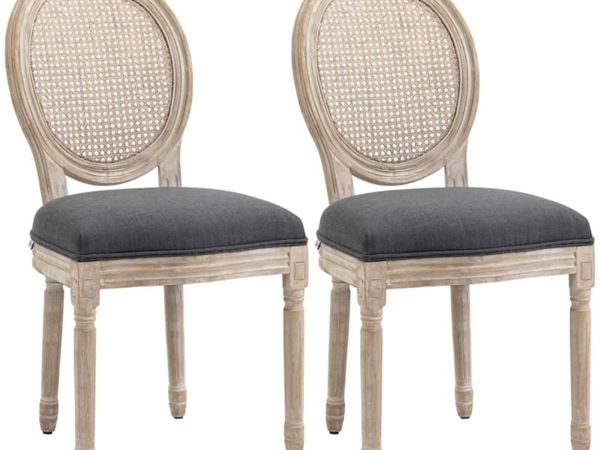 Set of 2 Dining Chairs - Louis XVI Style Medallion - Main image