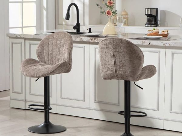 Set of 2 Shell-Shape Bar Stools, Backrest, Height - Main image