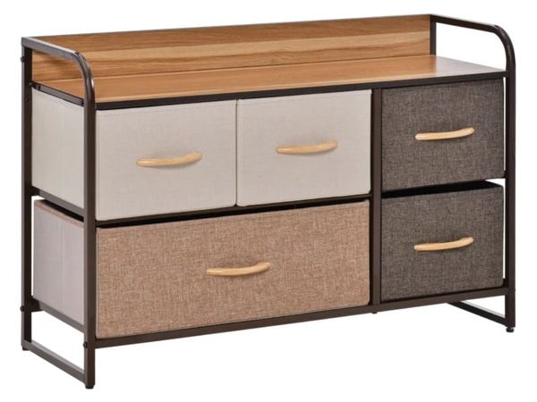 5-Drawer Dresser, Linen Fabric Chest of Drawers, D - Main image
