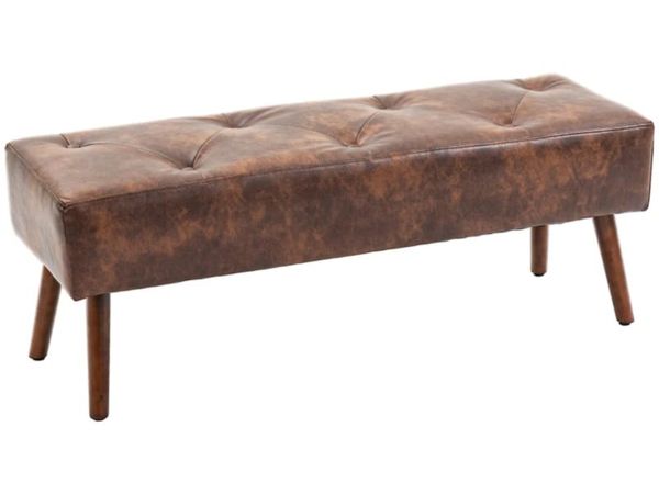 Bed-end bench button-tufted vintage style 114 x 38 - Main image