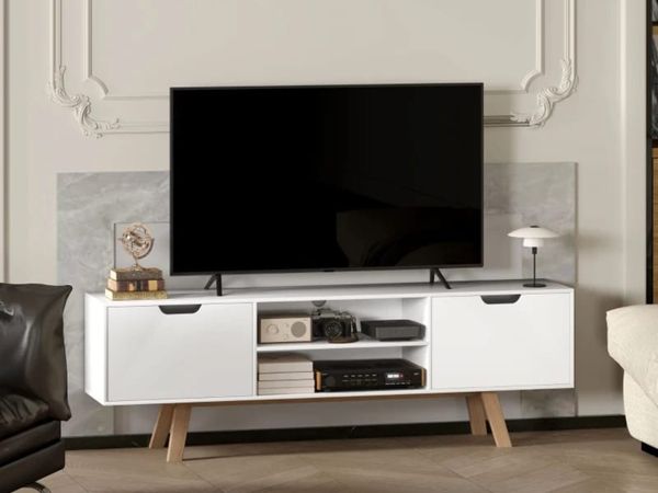 TV cabinet with cabinets and open shelves, MDF, 15 - Main image