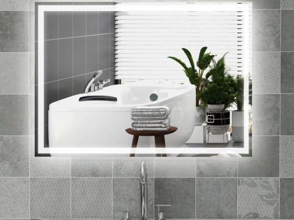 70 x 50cm LED Bathroom Mirror with Lights, Dimmabl - Main image